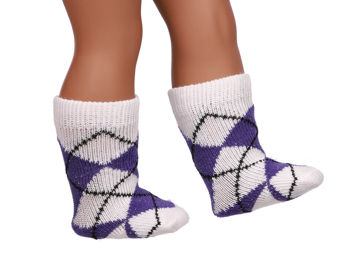 purple doll socks for 18inch doll