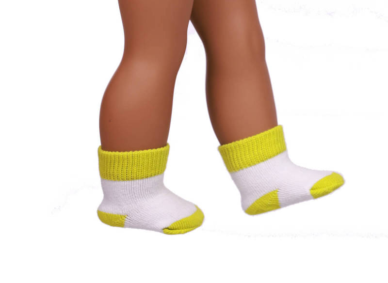 yellow doll socks for 18inch doll
