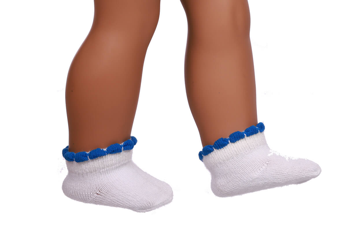 blue doll socks for 18inch doll