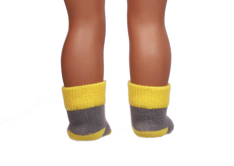 yellow doll socks for 18inch doll