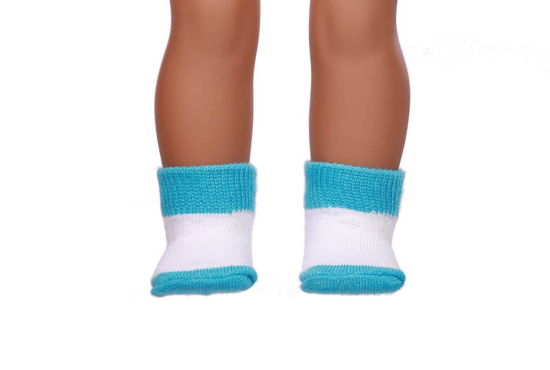blue doll socks for 18inch doll