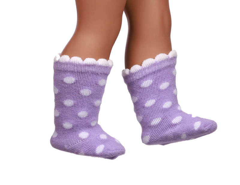 purple doll socks for 18inch doll