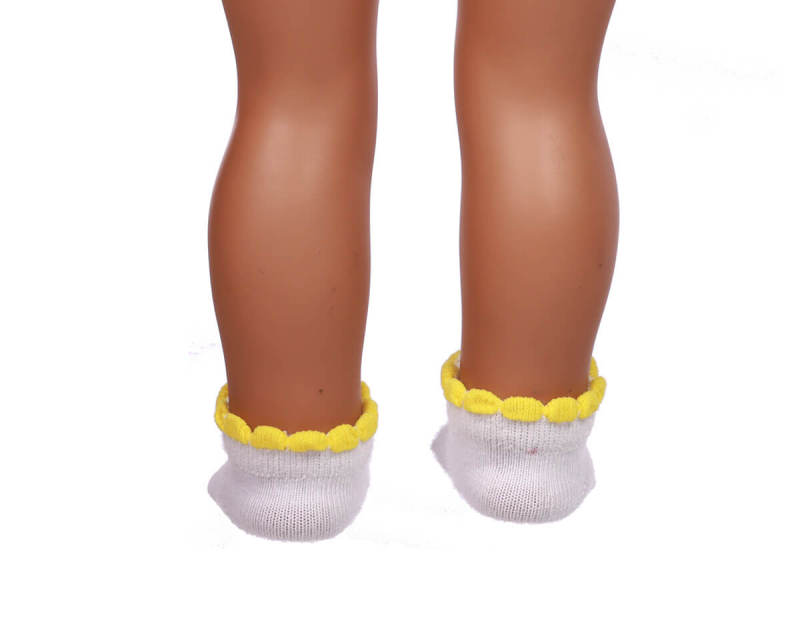 yellow doll socks for 18inch doll