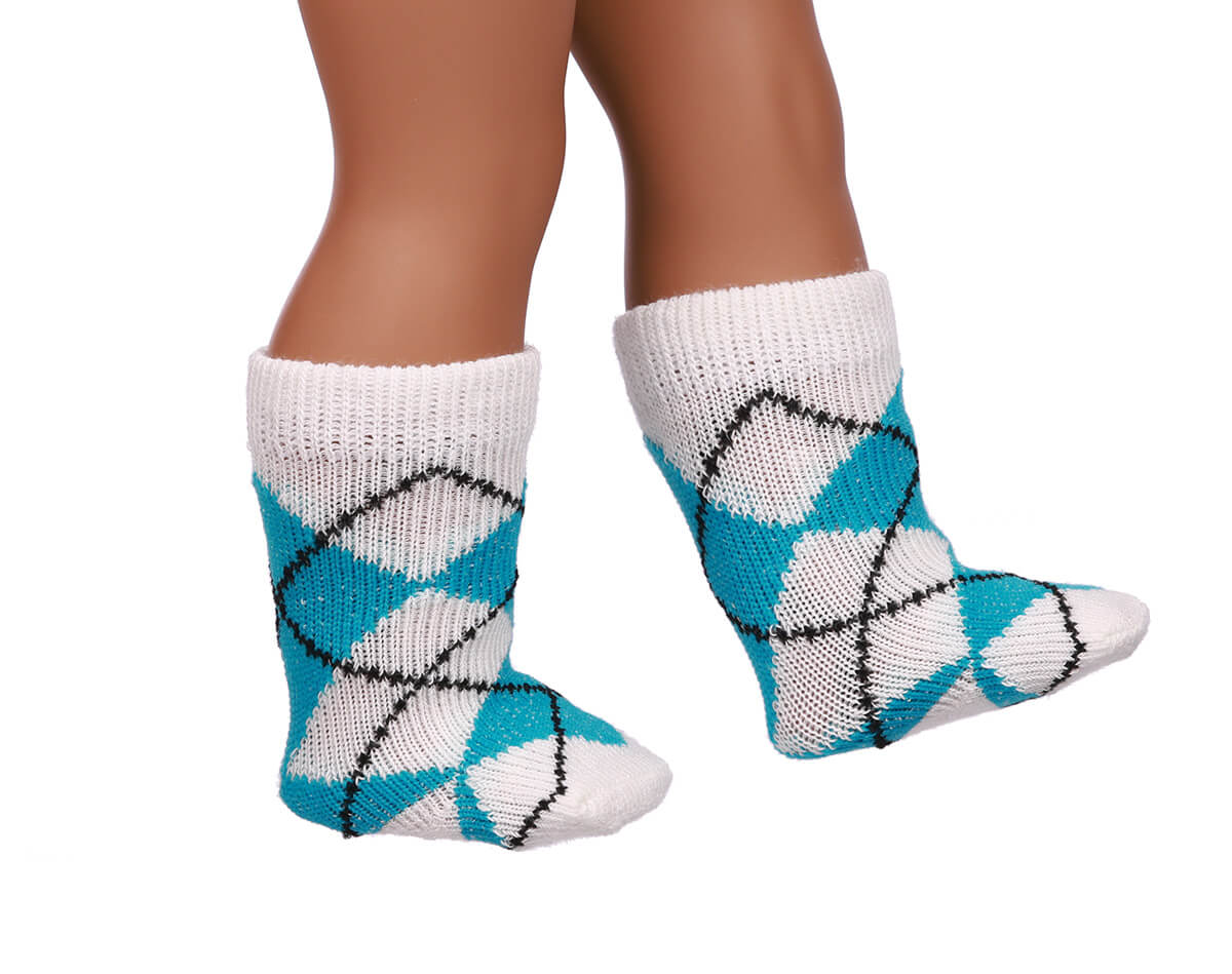 blue doll socks for 18inch doll