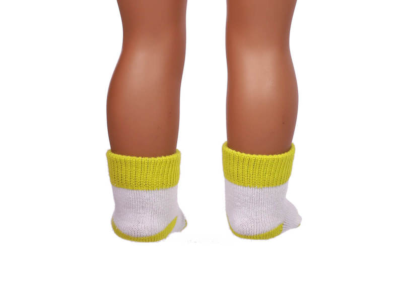 yellow doll socks for 18inch doll