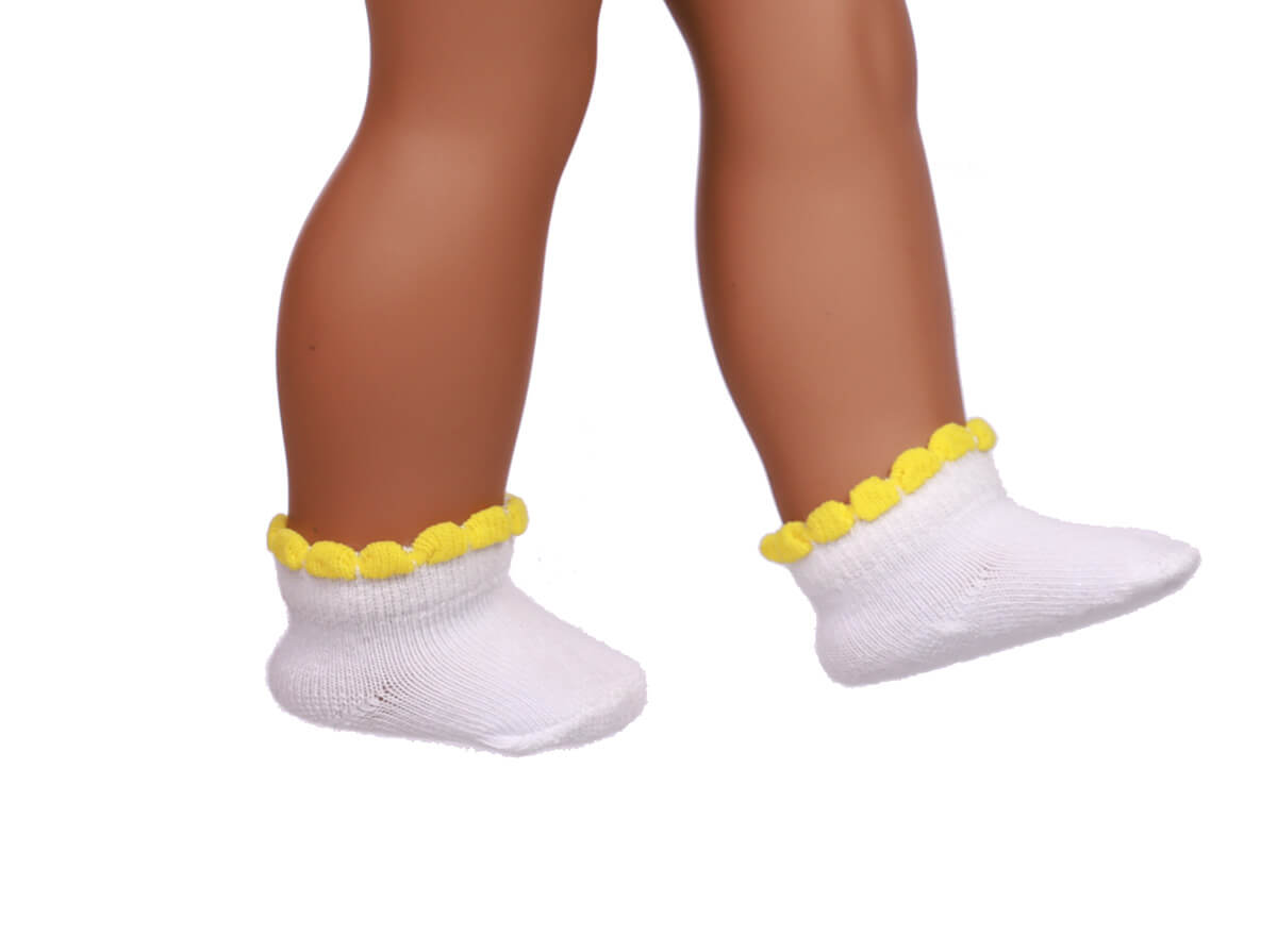 yellow doll socks for 18inch doll