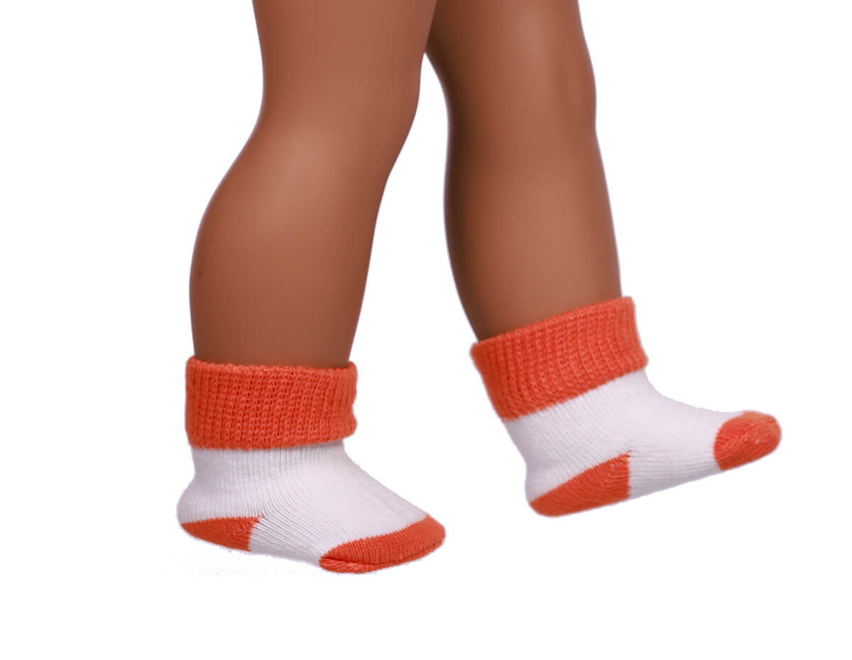 orange doll socks for 18inch doll