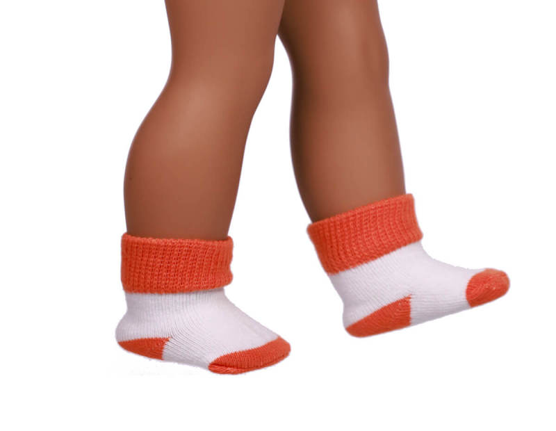 orange doll socks for 18inch doll
