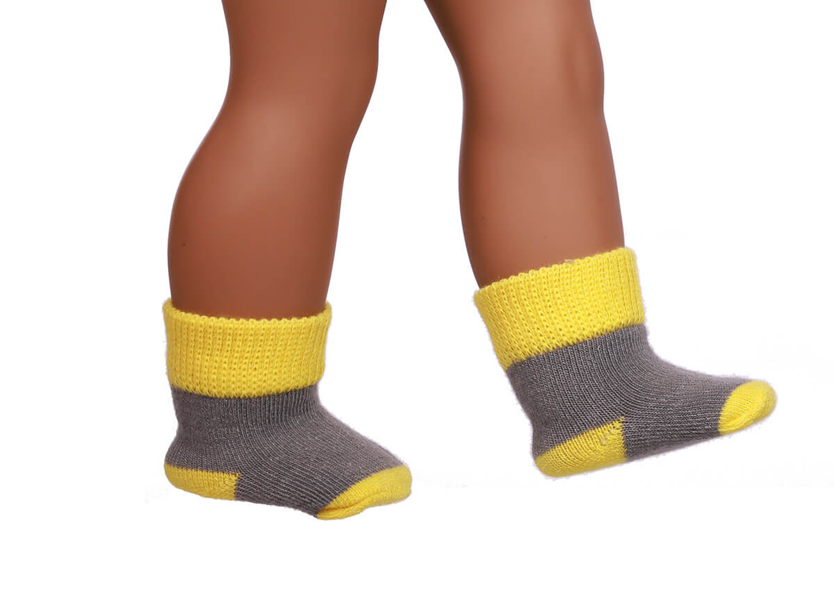 yellow doll socks for 18inch doll