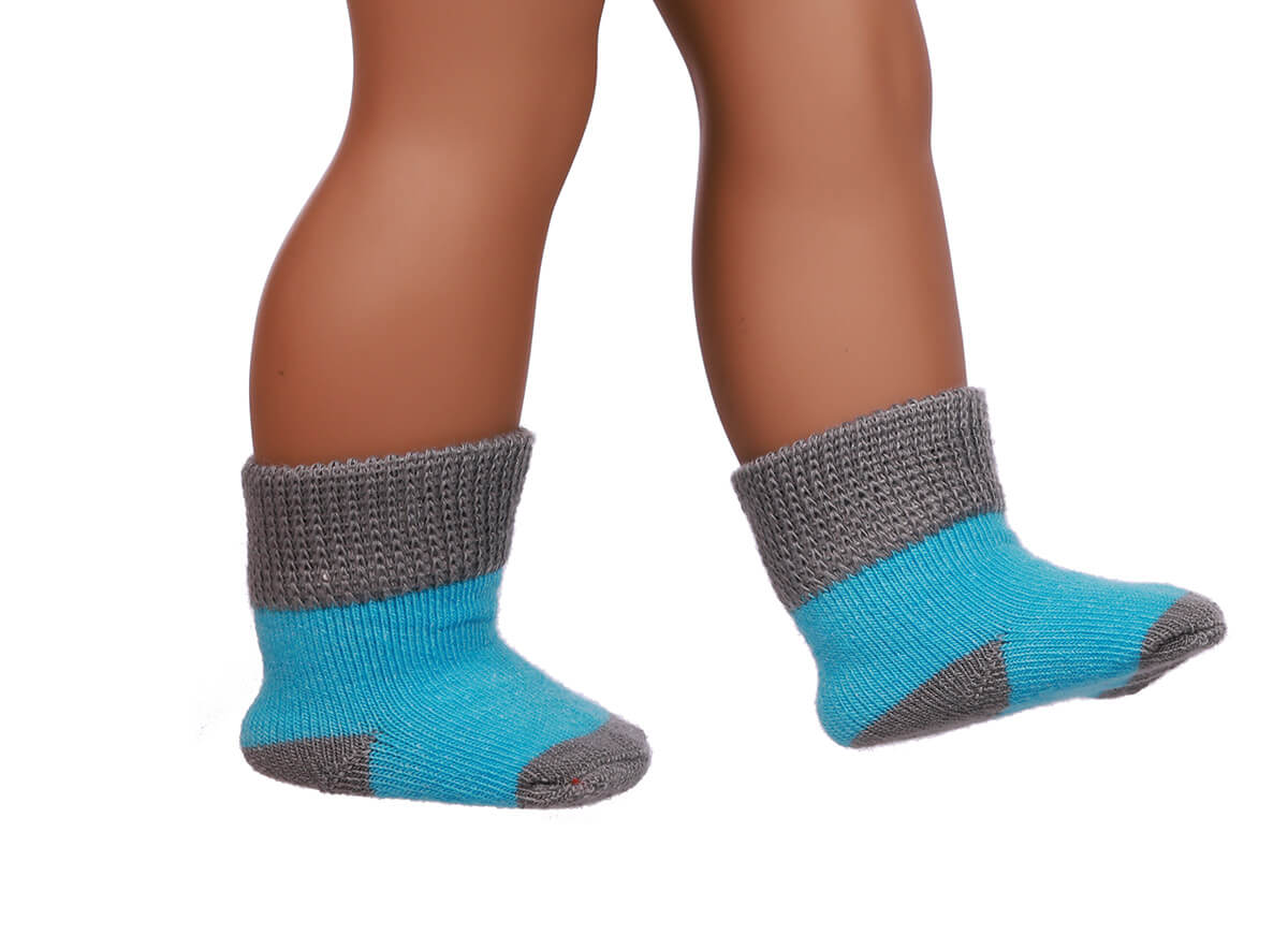 blue doll socks for 18inch doll