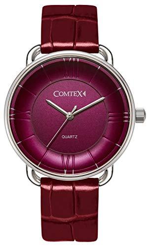 COMTEX Ladies Watch simple design Watch Elegant watch for women's gift red wine Roma number