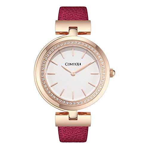 COMTEX wristwatch watch women's watch  glass pink gold watch women's red wine