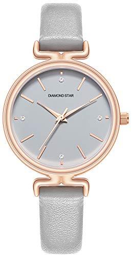 COMTEX Multi color Gree Leather Band Watch rose gold cute round watch ladies watch for women girls high school student
