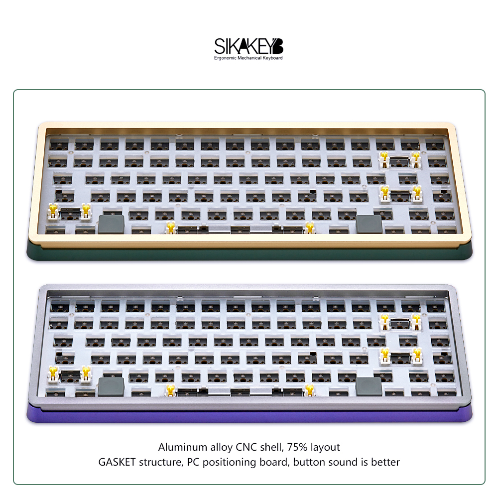 SIKAKEYB SK5 castle backlit rgb hot swap anodized aluminum cnc 84 key %75 mechanical keyboard diy kit