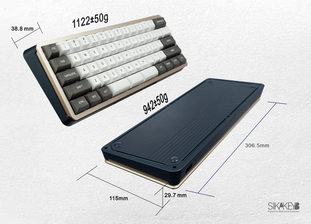 sikakeyb sk1 castle custom odm oem 61keys rgb backlit hotswap kit cnc diy case 60% Gasket aluminum metal mechanical keyboard