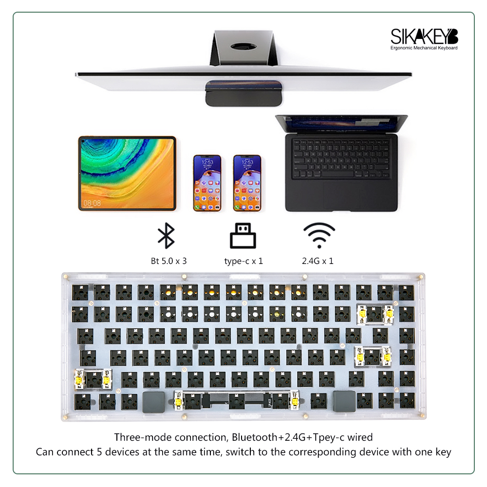 Sikakeyb Sk5 ABS translucent 84 Keys 75% clean Mechanical keyboard