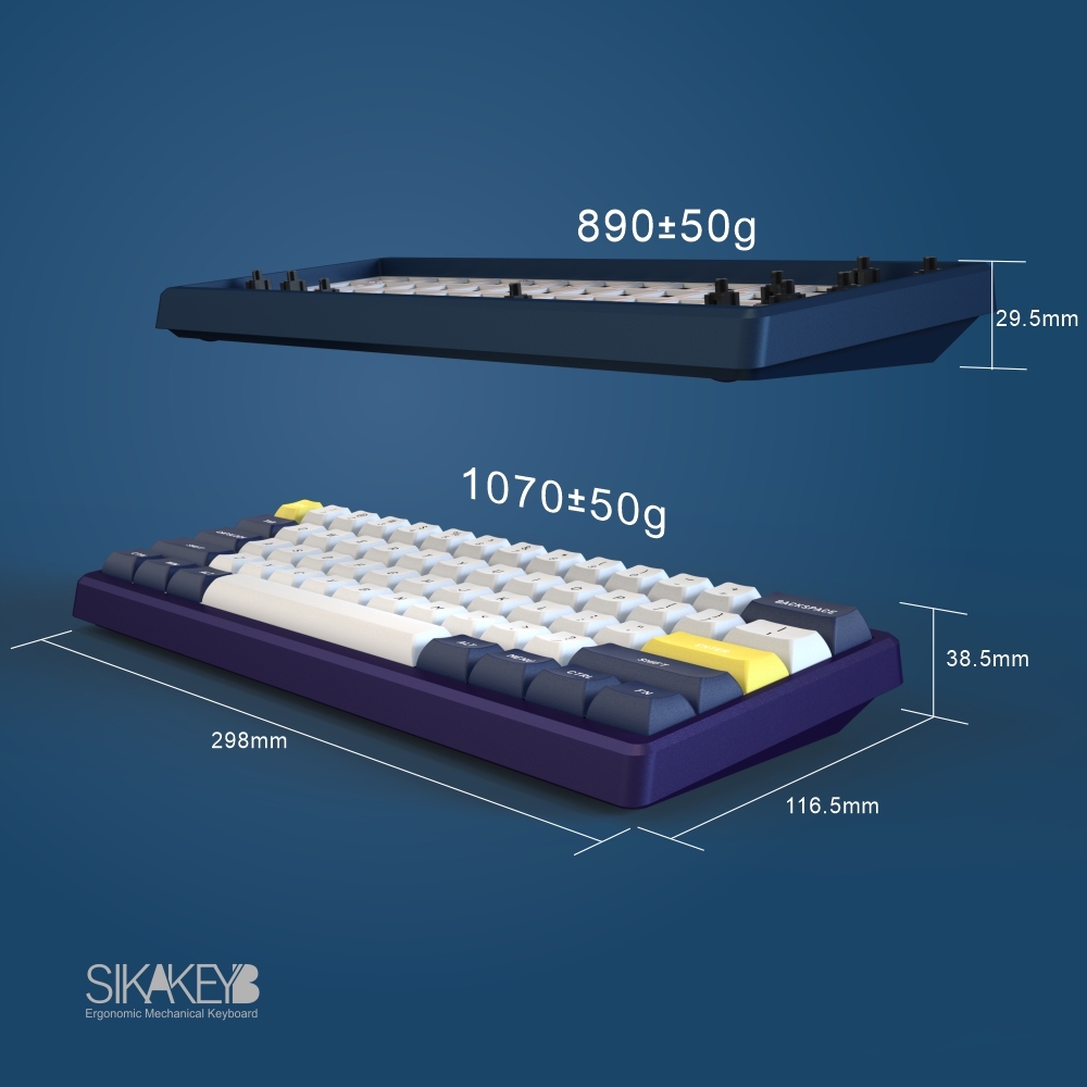 SIKAKEYB SK1 Tabard 2.4G BT RBG 3 mode CNC 61key Aluminum mechanical keyboard DIY kit