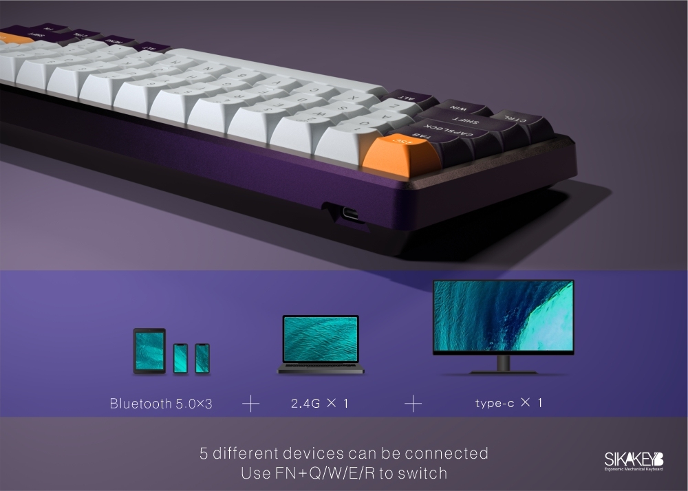 SIKAKEYB SK1 Tabard 2.4G BT RBG 3 mode CNC 61key Aluminum mechanical keyboard DIY kit