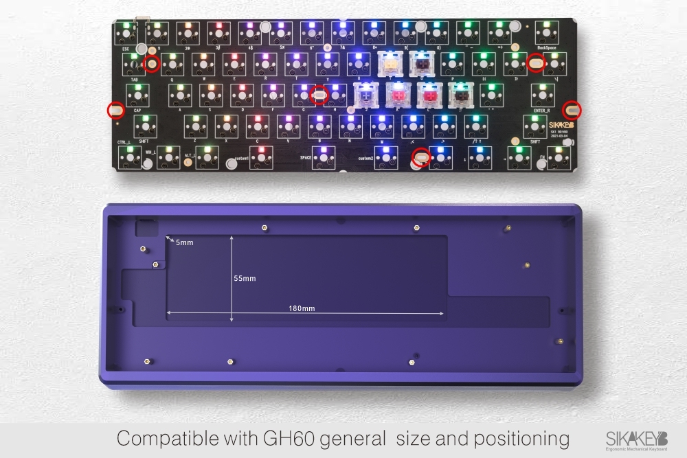 SIKAKEYB SK1 Tabard 2.4G BT RBG 3 mode CNC 61key Aluminum mechanical keyboard DIY kit