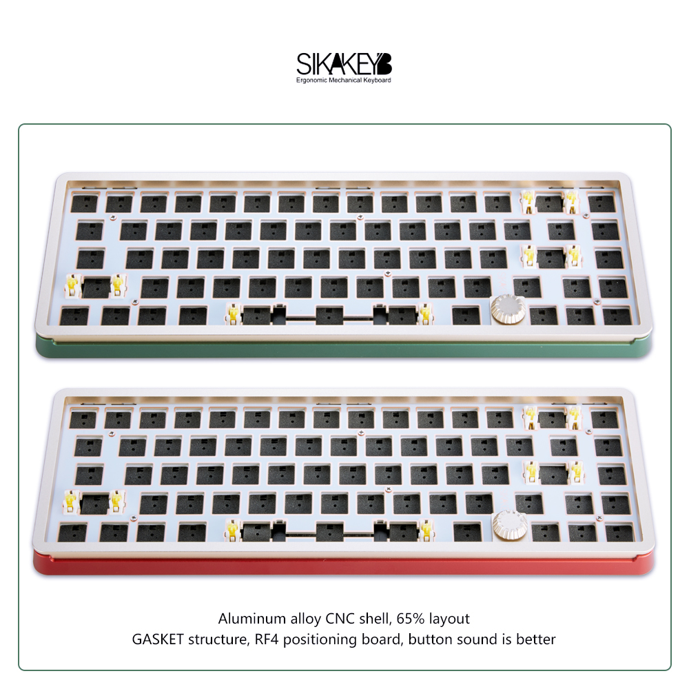 SIKAKEYB SK6 Castle Wired Wireless backlit gaming hotswap gasket Metal aluminum diy Kit %65 68 key knob mechanical keyboard