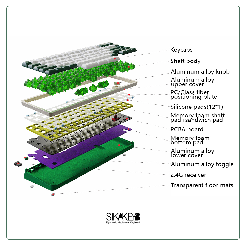 SIKAKEYB SK6 Castle Wired Wireless backlit gaming hotswap gasket Metal aluminum diy Kit %65 68 key knob mechanical keyboard