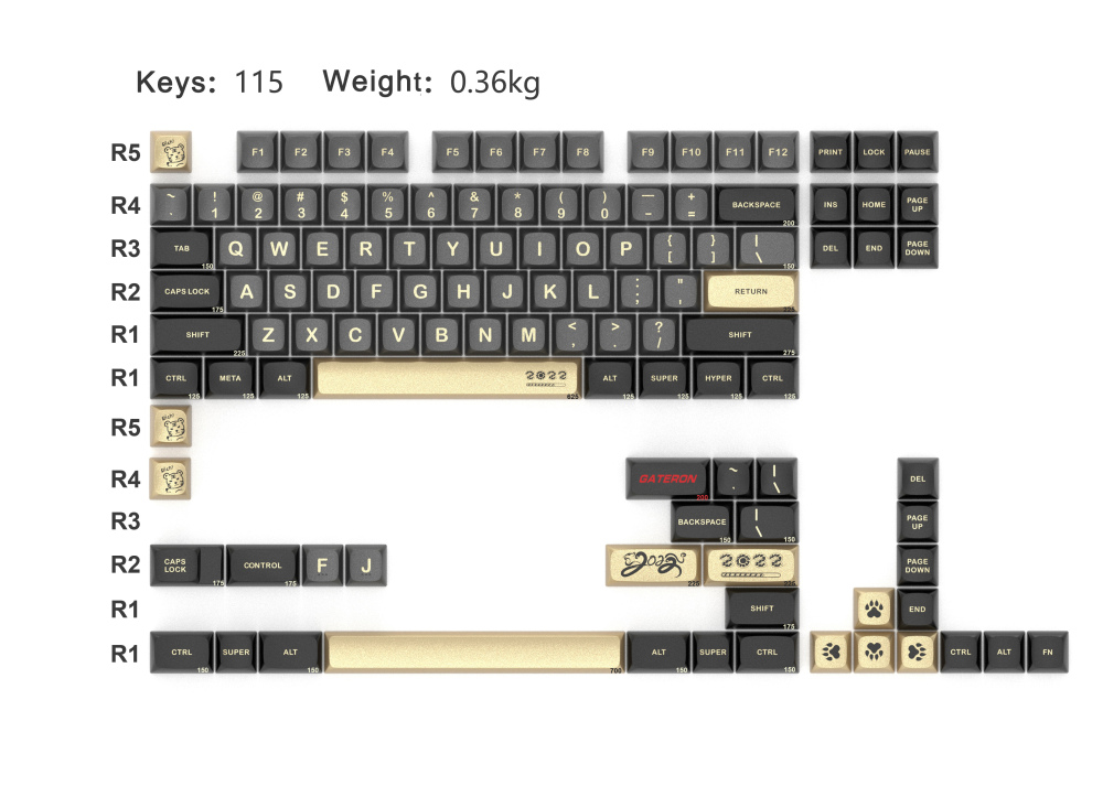 Gateron Aluminum Alloy Full Set Keycap Set- Chinese Year Of Tiger
