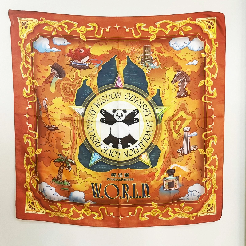 【Limited Edition】Produce Pandas <W.O.R.L.D.> Satin Chiffon Scarf/Neckerchief