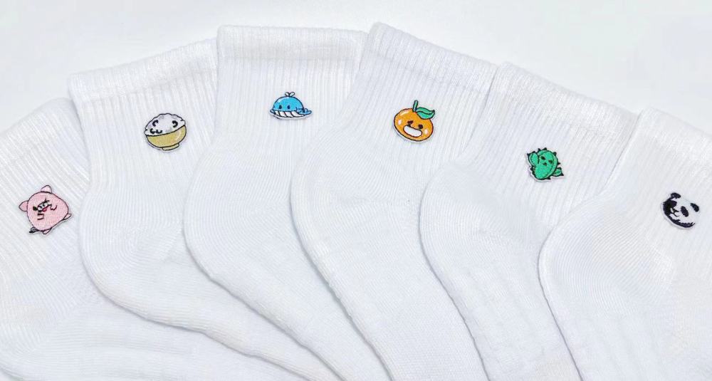 Produce Pandas Icon White Ankle Socks （3-Pack）
