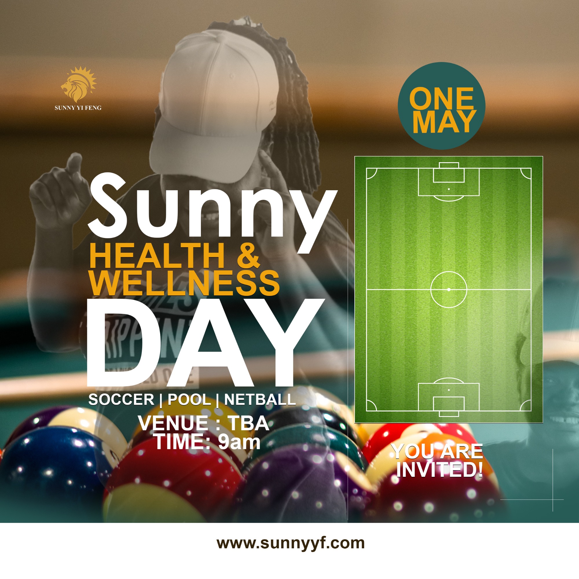 Celebrate Workers’ Day with us at the Sunny Health &amp; Wellness Day! ⚽ Join the fun on 1 May with soccer, pool, and netball to energize your body