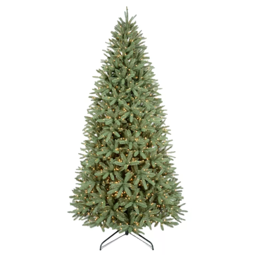 Slim Artificial Led Christmas Tree 7 5 Green Metal OEM Customized Lights PVC PE Christmas Tree