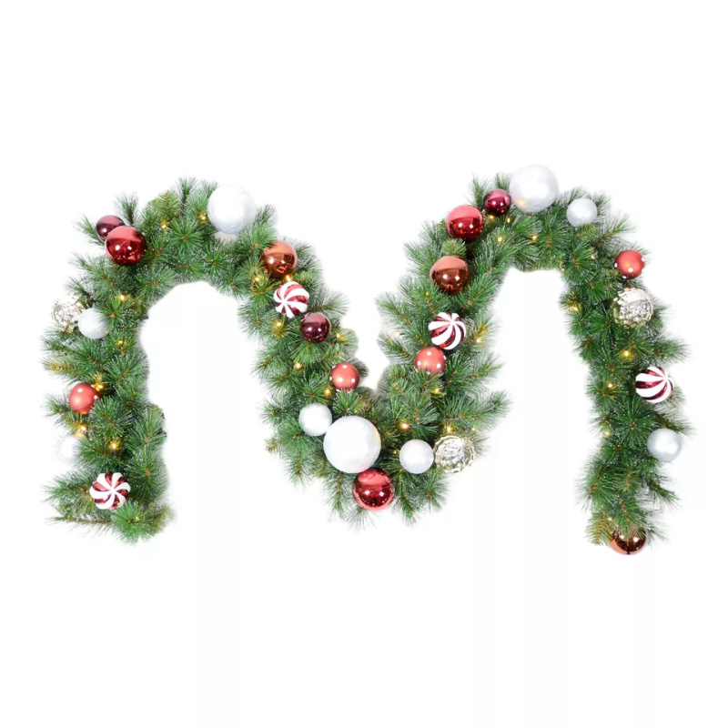 Garland Wreath With Led Lights Christmas Home Decoration Xmas Garland