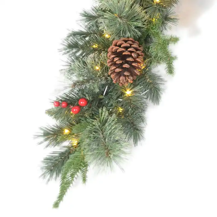 Wholesale Garland Wreath With Led Lights Christmas Decoration Candlestick Garland