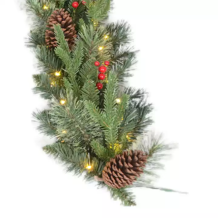 Wholesale Garland Wreath With Led Lights Christmas Decoration Candlestick Garland