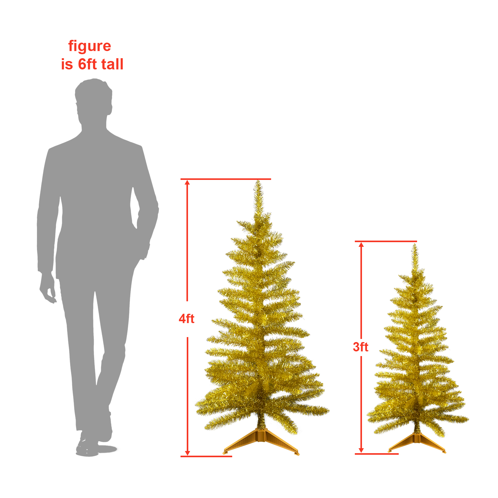 4FT Artificial Christmas Tree with Stand - Fire Prevention and Weather Resistant, Easy to Assemble Gold Tree for Home, Office, Party Decoration