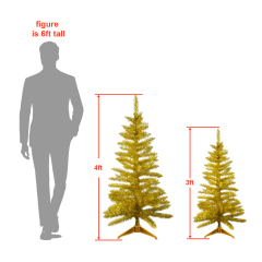 4FT Artificial Christmas Tree with Stand - Fire Prevention and Weather Resistant, Easy to Assemble Gold Tree for Home, Office, Party Decoration