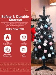4 Feet Artificial Christmas Black Tree Decorations-115 Branch Tips PVC Flame-Retardant Christmas Decorations Home Party Indoor Outdoor Holiday Xmas Decor