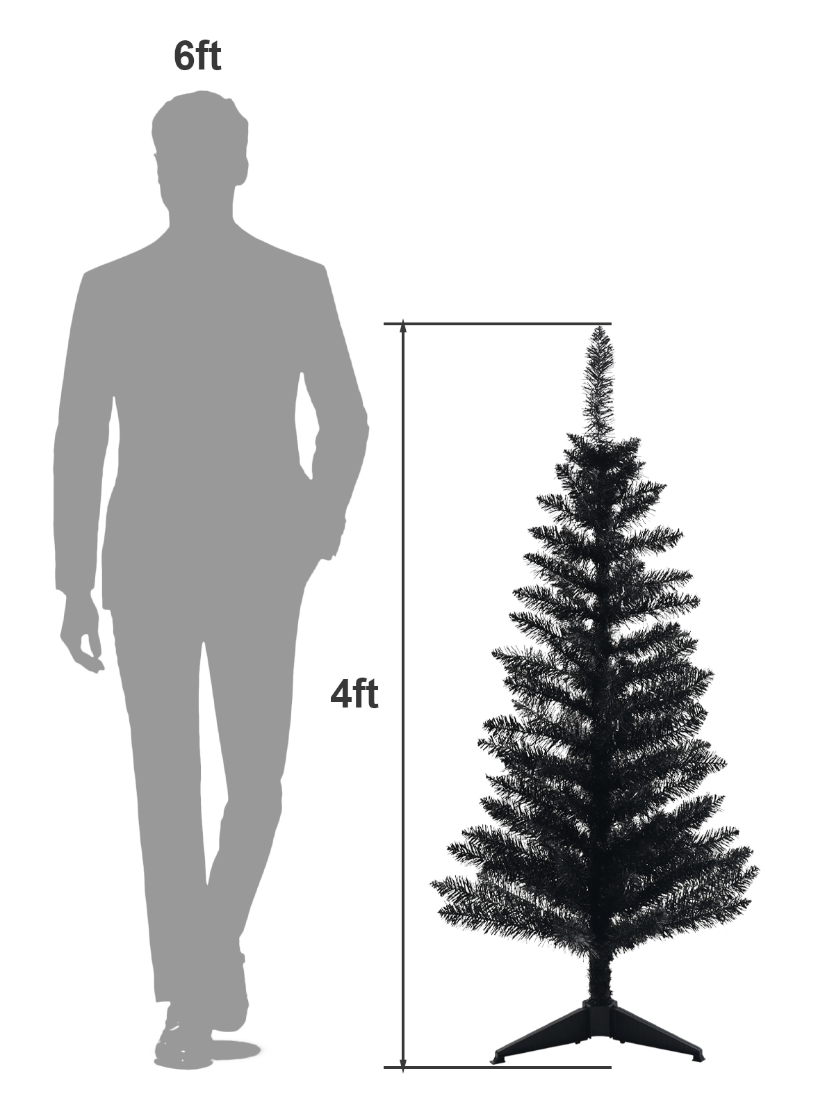 4 Feet Artificial Christmas Black Tree Decorations-115 Branch Tips PVC Flame-Retardant Christmas Decorations Home Party Indoor Outdoor Holiday Xmas Decor