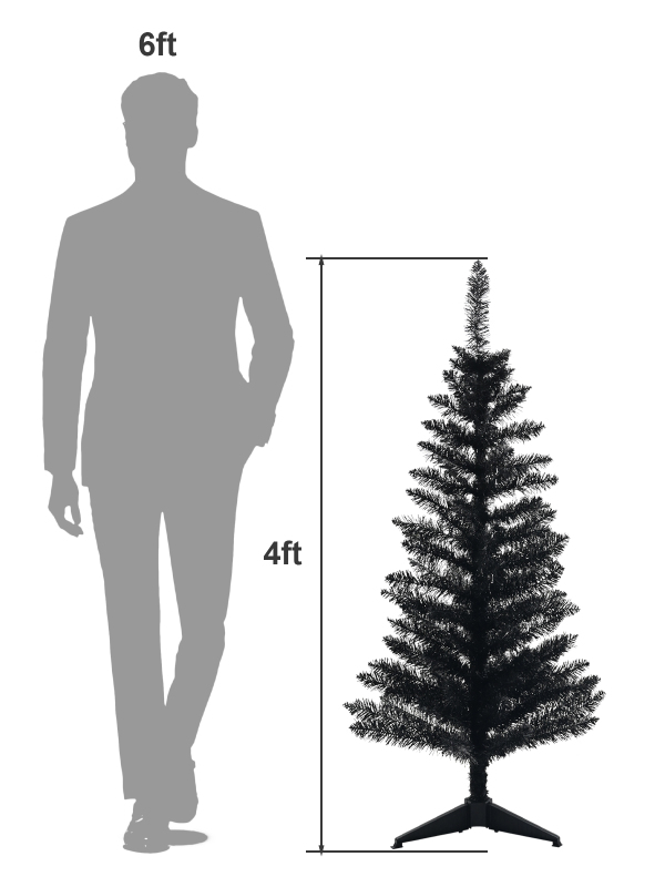 4 Feet Artificial Christmas Black Tree Decorations-115 Branch Tips PVC Flame-Retardant Christmas Decorations Home Party Indoor Outdoor Holiday Xmas Decor