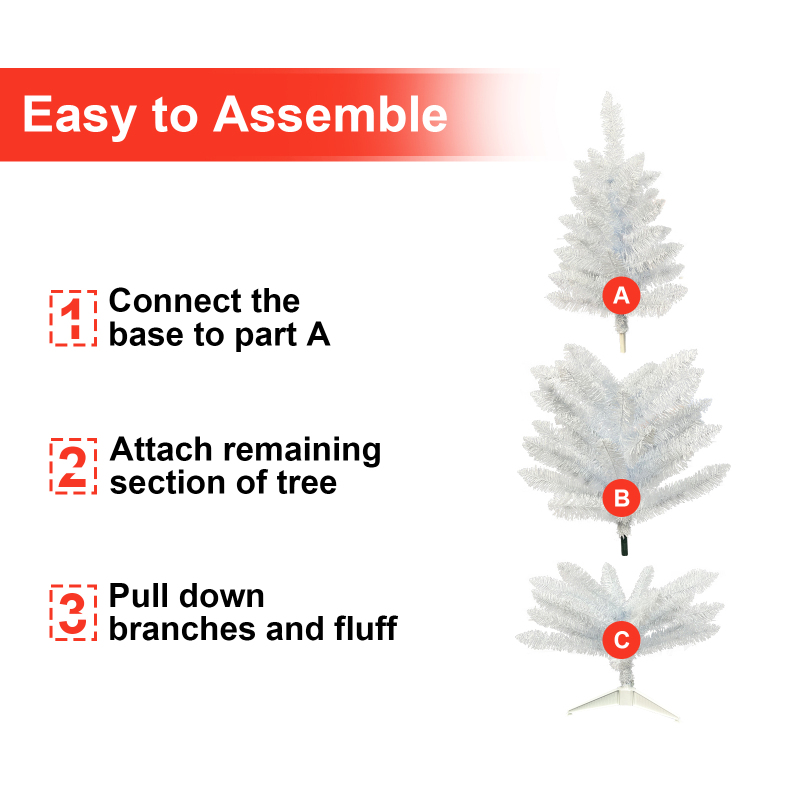 Nearly Natural 4ft. White Artificial Christmas Tree with 50 LED Lights and 115 Bendable Branches
