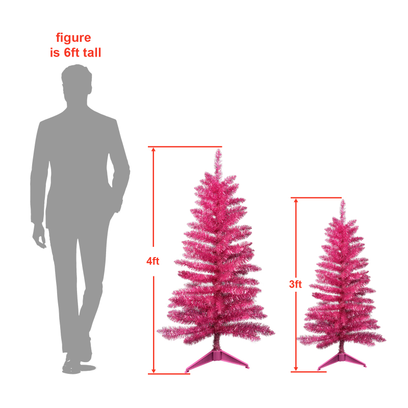 National Tree Company Pre-Lit Artificial Christmas Tree, Pink Tinsel, Warm Lights, Includes Stand, 4 feet