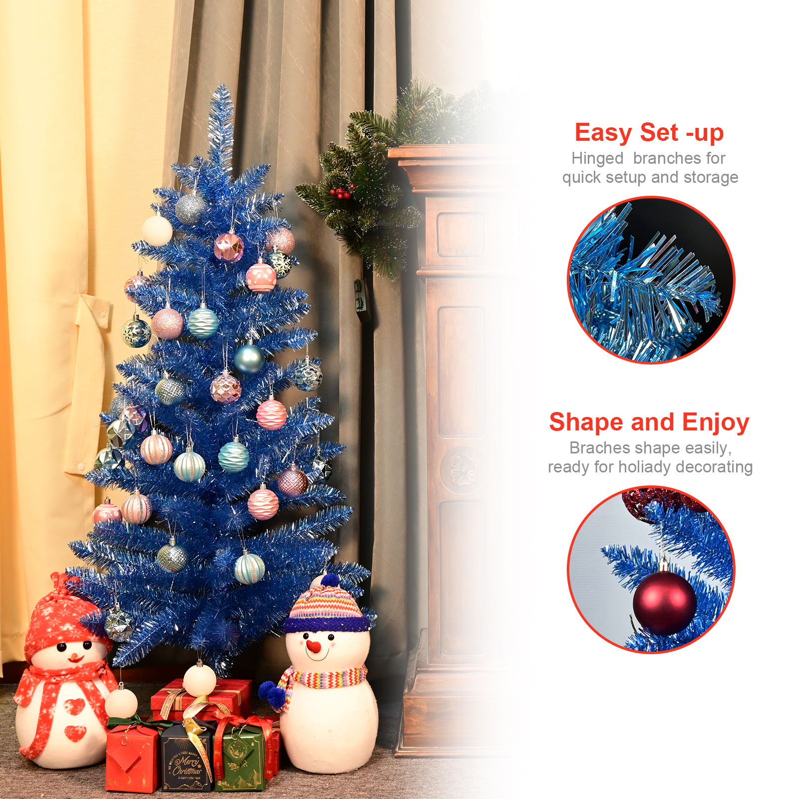 Latest Style High Quality 4FT Christmas Tree Artificial PVC Bule Christmas Tree