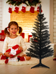 4 Feet Artificial Christmas Black Tree Decorations-115 Branch Tips PVC Flame-Retardant Christmas Decorations Home Party Indoor Outdoor Holiday Xmas Decor