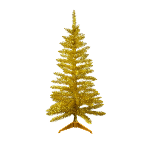 4FT Artificial Christmas Tree with Stand - Fire Prevention and Weather Resistant, Easy to Assemble Gold Tree for Home, Office, Party Decoration