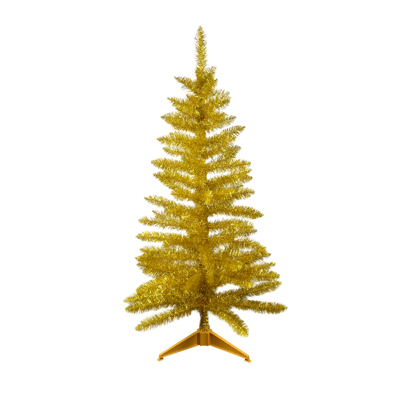 4FT Artificial Christmas Tree with Stand - Fire Prevention and Weather Resistant, Easy to Assemble Gold Tree for Home, Office, Party Decoration