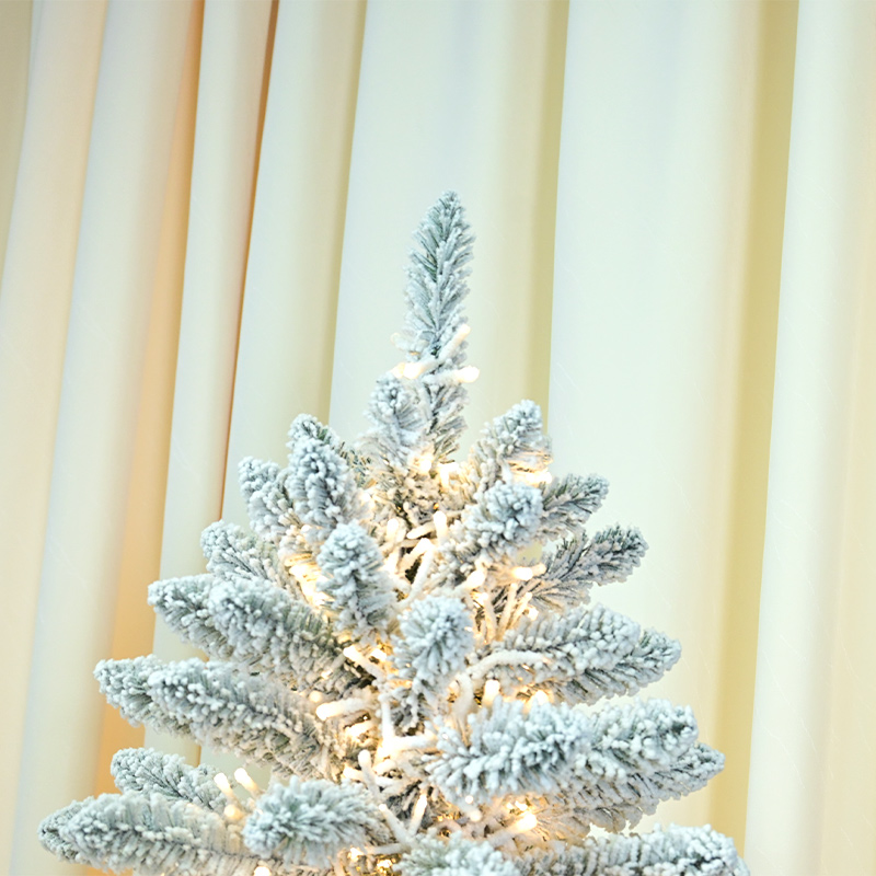 Pre-Lit Snow Flocked Artificial Holiday Christmas Pine Tree for Home, Office, Party Decoration