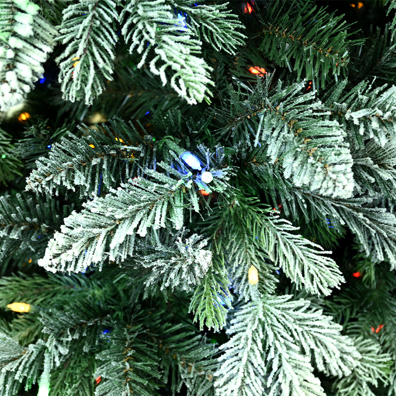 Artificial Christmas Tree, PE PVC Xmas Full, Flocked Snow Pine Tree with Solid Metal Stand, Ideal for Indoor and Outdoor (2-9FT), White