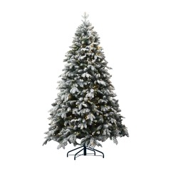Artificial Christmas Tree, PE PVC Xmas Full, Flocked Snow Pine Tree with Solid Metal Stand, Ideal for Indoor and Outdoor (2-9FT), White