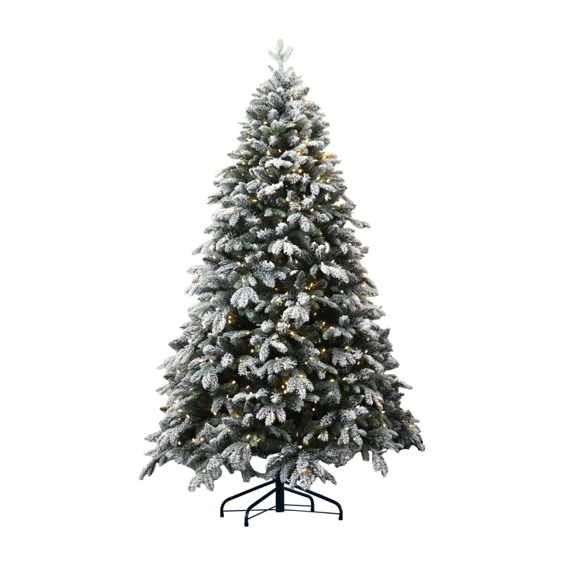 Artificial Christmas Tree, PE PVC Xmas Full, Flocked Snow Pine Tree with Solid Metal Stand, Ideal for Indoor and Outdoor (2-9FT), White