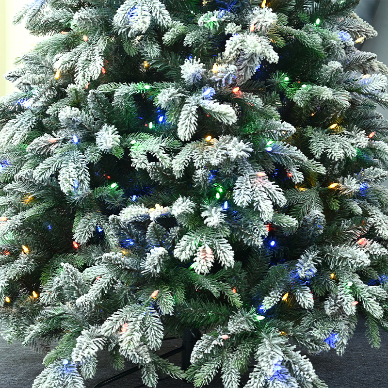 Artificial Christmas Tree, PE PVC Xmas Full, Flocked Snow Pine Tree with Solid Metal Stand, Ideal for Indoor and Outdoor (2-9FT), White