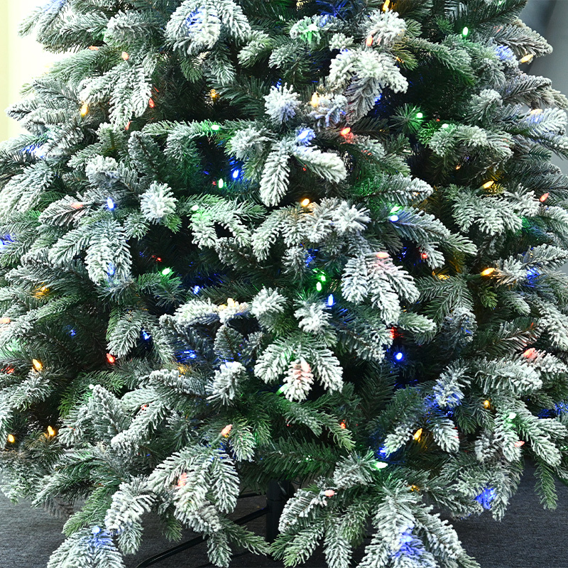Artificial Christmas Tree, PE PVC Xmas Full, Flocked Snow Pine Tree with Solid Metal Stand, Ideal for Indoor and Outdoor (2-9FT), White